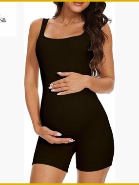 Maternity Workout Romper Seamless Yoga Jumpsuit Medium Slim Fit